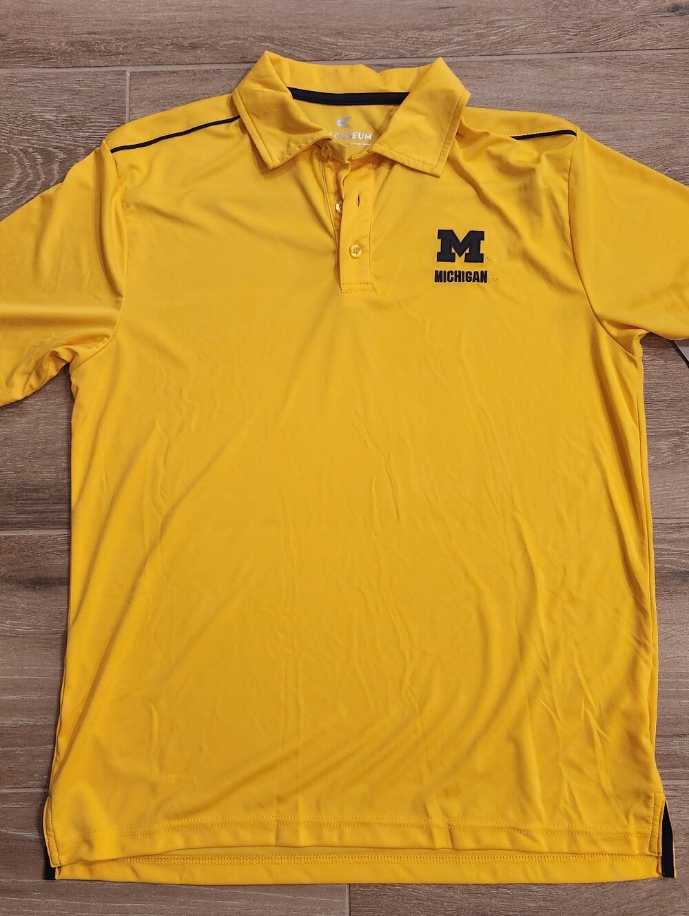 MichiganI Men’s Gold Polo with Navy Accents